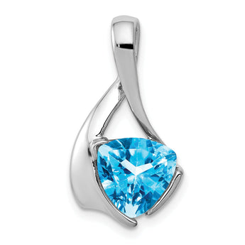 14K White Gold 8mm Blue Topaz Pendant
