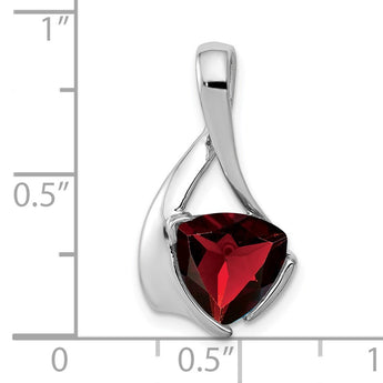 14K White Gold 8mm Garnet pendant - Birthstone Company