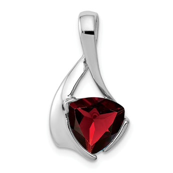 14K White Gold 8mm Garnet pendant - Birthstone Company