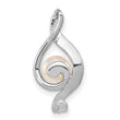 14k White Gold 5-6mm Near Round White Freshwater Cultured Pearl and AAA Diamond Chain Slide - Birthstone Company