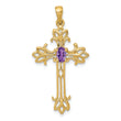 14K Polished Amethyst Cross Pendant