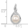 14k White Gold 7mm White Round FW Cultured Pearl & AA Diamond Pendant
