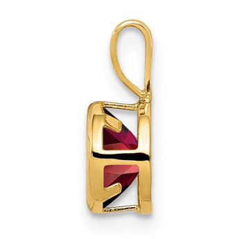 14K 6mm Garnet bezel pendant - Birthstone Company