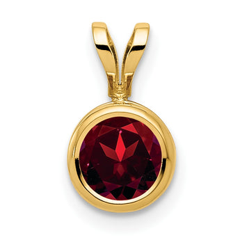 14K 6mm Garnet bezel pendant - Birthstone Company