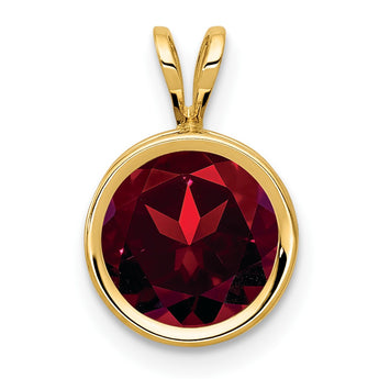 14K 8mm Garnet bezel pendant - Birthstone Company