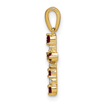 14k Garnet and Diamond Cross Pendant - Birthstone Company