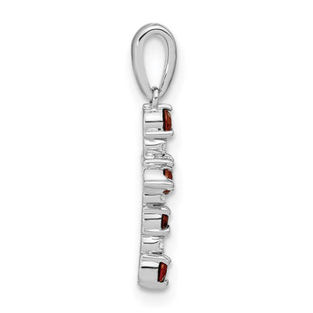 14k White Gold Garnet and Diamond Cross Pendant - Birthstone Company