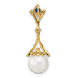 14K Diamond 8-9mm Round FWC Pearl/Created Sapphire Chain Slide - Birthstone Company