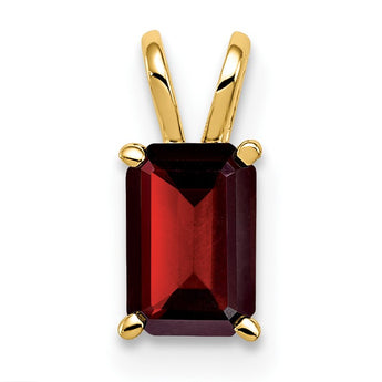 14K 6x4mm Emerald Cut Garnet pendant - Birthstone Company