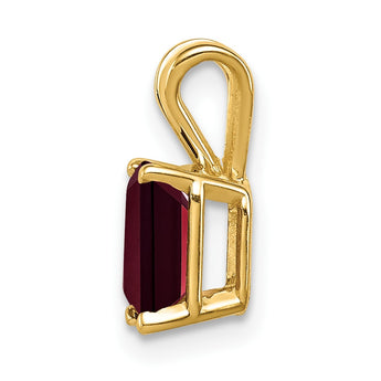 14K 7x5mm Emerald Cut Garnet pendant - Birthstone Company