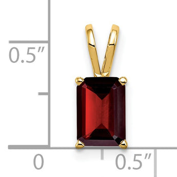 14K 8x6mm Emerald Cut Garnet pendant - Birthstone Company