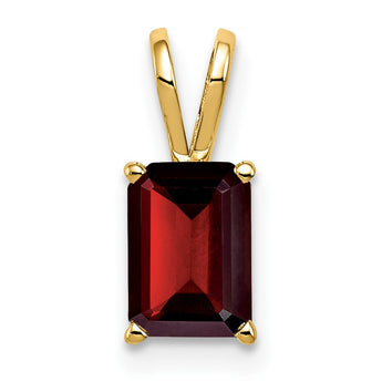 14K 8x6mm Emerald Cut Garnet pendant - Birthstone Company