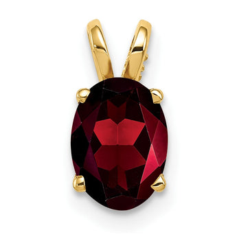14K 8x6mm Oval Garnet pendant - Birthstone Company