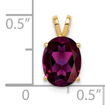 14K 9x7mm Oval Rhodolite Garnet pendant - Birthstone Company