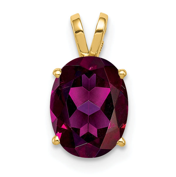 14K 9x7mm Oval Rhodolite Garnet pendant