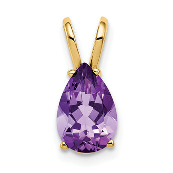 14K 9x6mm Pear Amethyst pendant - Birthstone Company