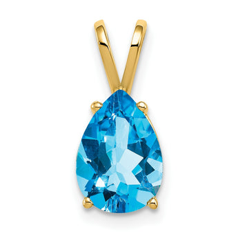 14K 10x7mm Pear Blue Topaz pendant - Birthstone Company