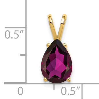 14K 10x7mm Pear Rhodolite Garnet pendant - Birthstone Company