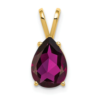 14K 10x7mm Pear Rhodolite Garnet pendant - Birthstone Company