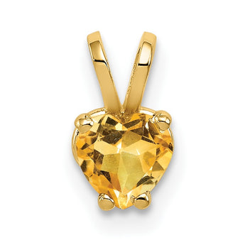 14K 5mm Heart Citrine pendant - Birthstone Company