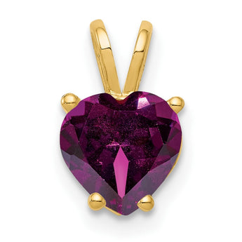 14K 7mm Heart Rhodolite Garnet pendant - Birthstone Company