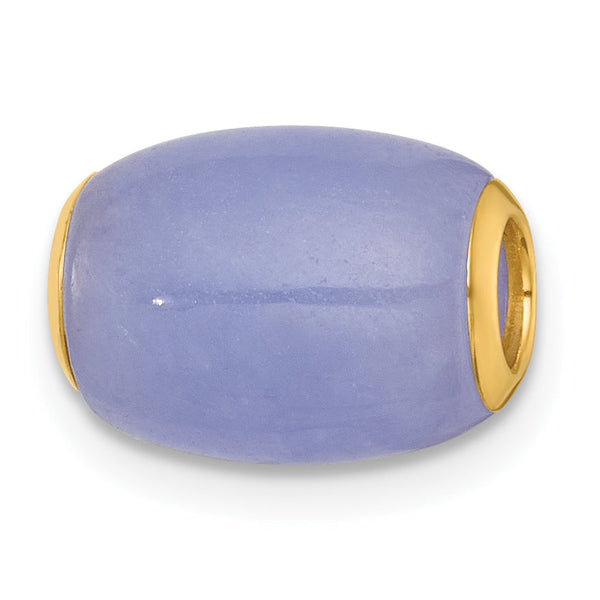 Lavender Oval Jade Bead Slide Pendant in 14K Yellow Gold, 9.1mm