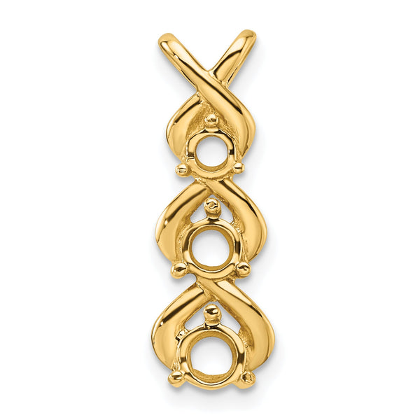 14k Holds 3 Stone Criss-Cross Chain Slide Mounting