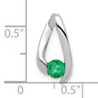14K White Gold 4mm Emerald Pendant