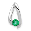 14K White Gold 4mm Emerald Pendant