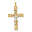 14K Two-tone Polished Latin Crucifix Pendant