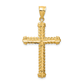 14K Diamond-cut Cross Pendant
