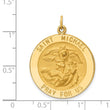 14k Solid Polished/Satin Large Round St. Michael Medal