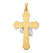 14k Two-tone Hollow Polished Draped Cross