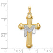 14k Two-tone Hollow Polished Draped Cross
