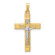 14k Two-tone Hollow Polished Textured Latin Crucifix