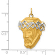 14K Hollow Polished/Satin w/Rhodium Large Jesus Medal