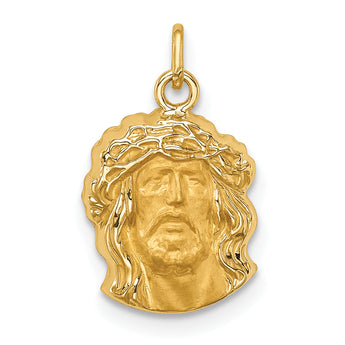 14k Hollow Polished/Satin Small Jesus Medal