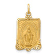 14K Solid Polished/Satin Rectangle Framed Miraculous Medal