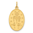 14k Solid Polished and Satin Oval Miraculous Medal