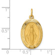 14k Solid Polished and Satin Oval Miraculous Medal