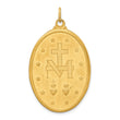 14k Solid Polished/Satin Extra Large Oval Miraculous Medal