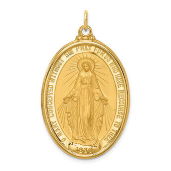 14k Solid Polished/Satin Extra Large Oval Miraculous Medal