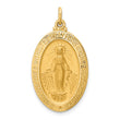 14k Solid Polished/Satin Medium Oval Miraculous Medal