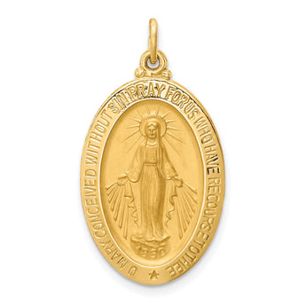 14k Solid Polished/Satin Medium Oval Miraculous Medal