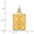 14k Solid Polished/Satin Rectangle w/Fan Top Miraculous Medal