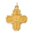 14k Solid Polished/Satin Large 4-Way Medal