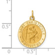 14k Solid Polished/Satin Small Round St. Christopher Medal