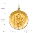 14k Solid Polished/Satin Medium Round St. Christopher Medal