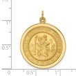 14k Solid Polished/Satin Medium Round Disc St. Christopher Medal