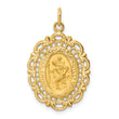 14k Solid Polished/Satin Medium Fancy Pierced Oval St. Christopher Medal